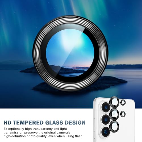 Camera Lens Protector for Samsung Galaxy s26 Ultra, Solid Color Spiral Ring - color: Black