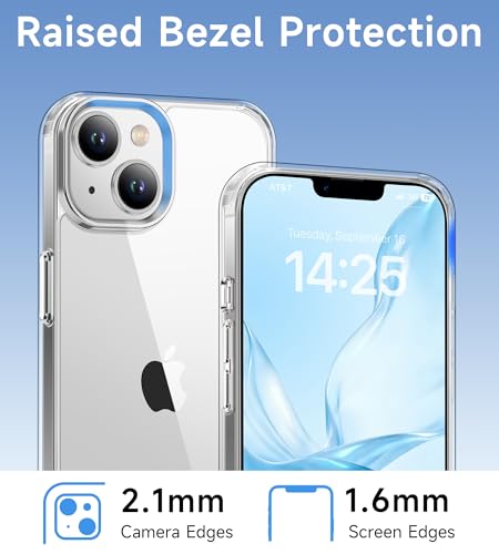USLAI Case for iPhone 14 Plus, Anti-Yellowing, Crystal Clear Back, Shockproof & Military‑Grade Drop Protection - Transparent - color: Clear, size: iPhone 14 Plus