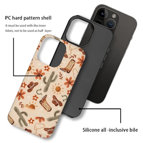 ZHEGAILIAN Case Compatible with iPhone 16 Pro Max,Denim Boots Cactus Design Phone Case,Matte Mixed Double-Layer Hard Shell+Soft Silicone TPU Shock Protective - color: Denim boots cactus, size: iPhone 16 Pro Max