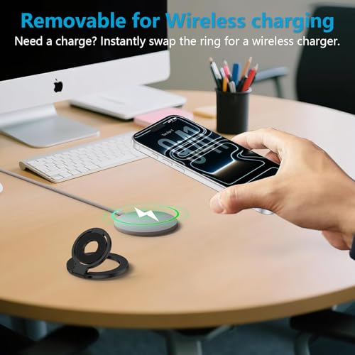 Magnetic Phone Grip, Foldable MagSafe Cell Phone Ring Holder Stand - color: black