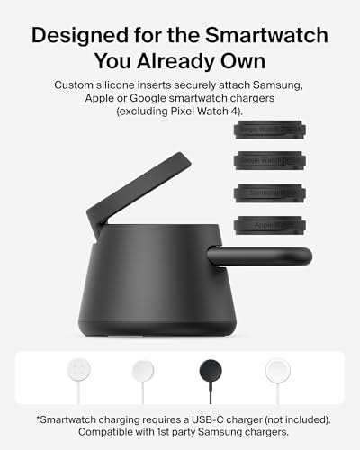 Belkin Qi2.2 25W Magnetic Wireless Charging Station, 3 in 1 Samsung Charger - color: Black