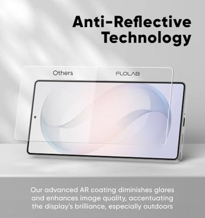 FLOLAB NanoArmour ONETIME PRO for Samsung Galaxy S26 Screen Protector Anti Reflective Tempered Glass, Edge to Edge, Fingerprint ID Compatible, Dust Free, Easy to Install - size: S26