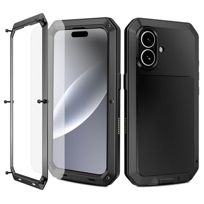 Compatiable with iPhone 17 Case,360 Full Body Protective Cover Heavy Duty Shockproof [Tough Armour] Aluminum Alloy Metal Case with Silicone Built-in Screen Protector - Black - color: Black