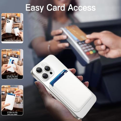 Compatible with MagSafe Wallet, Leather TPU Protective, White - color: White