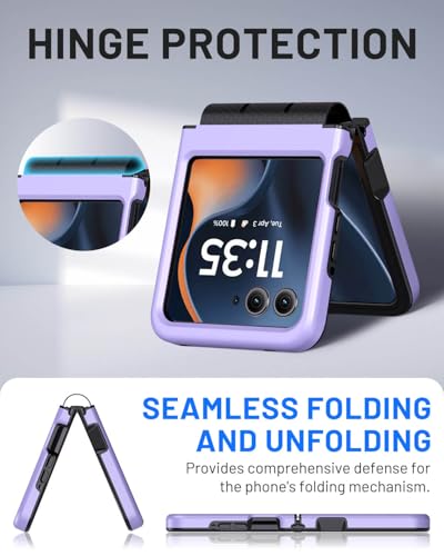 Hinge Protection for Motorola Razr 2026/2025/2024 Case (Purple) | TPU bumper & hard PC, raised camera edges, shockproof, slim, lightweight, dual-layer cover, wireless charging compatible - color: Purple