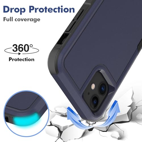 for iPhone 11 Case: Dual Layer Protective Heavy Duty Cell Phone Case Shockproof Rugged Bumper Tough with Screen Protector - 16ft Military Grade Drop Tested for Appple iPhone 11 (6.1 inch), Blue - color: Navy Blue (PC) + Black (TPU)