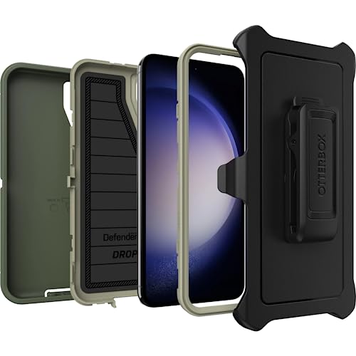 OtterBox Galaxy S23 Plus (Only) - Defender Series Case - Lichen the Trek, Rugged & Durable - with Port Protection - Holster Clip Includes - Microbial Defense Protection - Non-Retail Packaging - color: Lichen the Trek (Green)