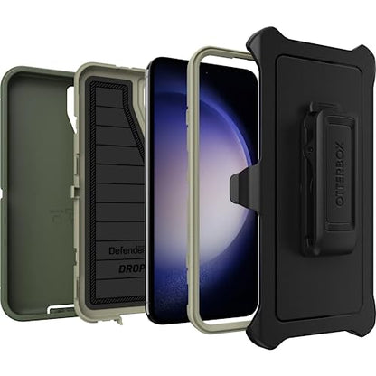 OtterBox Galaxy S23 Plus (Only) - Defender Series Case - Lichen the Trek, Rugged & Durable - with Port Protection - Holster Clip Includes - Microbial Defense Protection - Non-Retail Packaging - color: Lichen the Trek (Green)