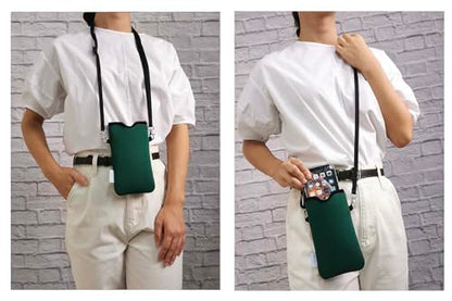 Tainada Neoprene Neck Phone Pouch Case Bag w/Crossbody Strap (Dark Green) - color: Dark Green