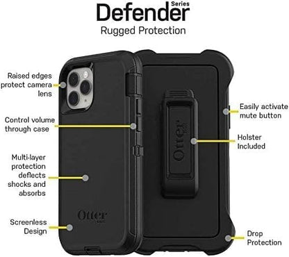 OtterBox 아이폰 11 프로 (전용) - 디펜더 시리즈 케이스 - 블랙 - 견고하고 내구성 - 포트 보호 - 홀스터 클립 포함