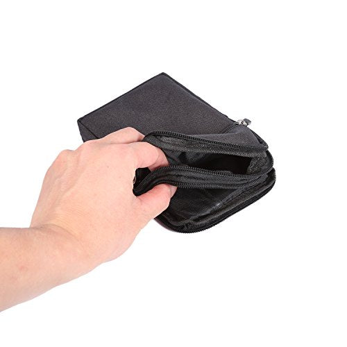Men's Cell Phone Waist Bag Vertical, Cellphone Belt Loop Holster, Outdoor Sport Travel Nylon Small Mobile Phone Pouch Smartphone Waist Bag with Carabiner Hook Pen Holder Zipper Handbag Carrying Case - color: Black