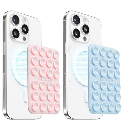 2Pack Magnetic Suction Phone Mount for MagSafe, Light Pink & Light Blue - color: Light Pink & Light Blue