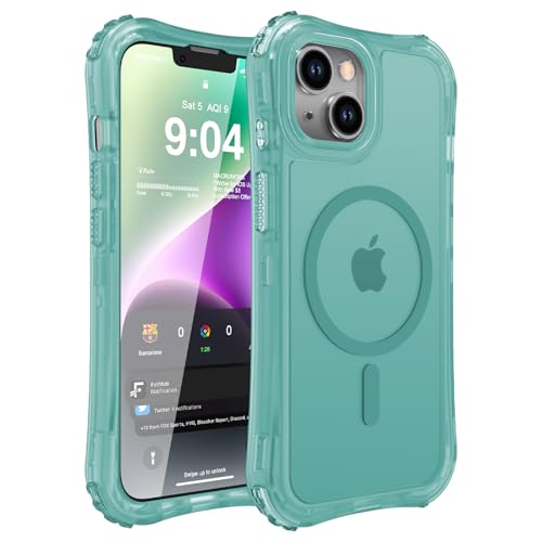 WRJ MaWRJ Magnetic Matte for iPhone 13 Case,iPhone 14 Case,[Compatible with MagSafe][Military Grade Drop Protection] Translucent Anti-Fingerprint Full Body Shockproof Phone Case-Jade Green - color: Jade Green, style: Matte