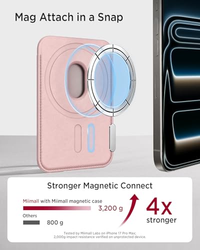 Miimall for Mag Safe Wallet Slim, 3 Cards Phone Card Holder Leather for Google Pixel 10 Series, Anti-Slip Magnetic Wallet Women Girl Ultra Thin Durable with RFID Stick for iPhone 17/16/15/14 Pink - color: Pink