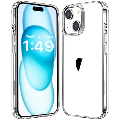 JJGoo Compatiable with iPhone 15 Plus Case Clear, Transparent Shockproof Phone Case, Slim Anti-Scratch Hard PC Back Protective Cover Bumper, Clear - color: Clear