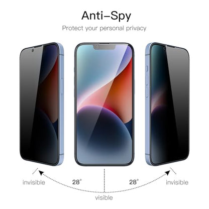 JETech Privacy Screen Protector for iPhone 14 Plus, 2-Pack | Full-Coverage Tempered Glass, Edge-to-Edge Protection, Anti-Spy, Case-Friendly, HD Clear - size: iPhone 14 Plus