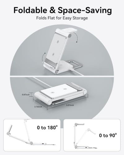 Wireless Charger for Samsung 3 in 1 Wireless Charging Station Stand - color: White Grey