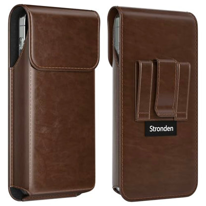 Magnetic Closure Holster for Samsung Galaxy S26, S25, S24, S23, S22, S21, S20 - Leather Belt Case with Metal Clip, Premium Pouch (Fits Slim/Regular Case) (Coffee Brown, Medium) - color: Coffee Brown, size: Medium