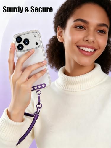 Phone Wrist Strap Lanyard Hand Wristlet with 360° Rotating Clip Stainless Steel Tether Buckle Finger Grip Strong Durable Anti-Tangle Universal for iPhone Camera Keychain Travel Dark Purple - color: Dark Puple