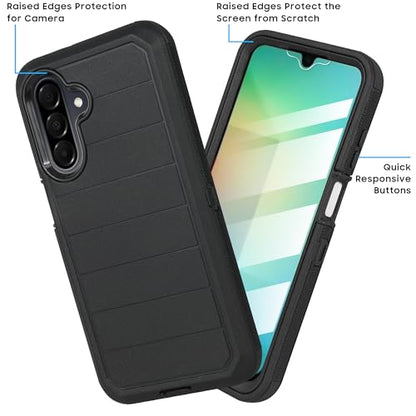 Compatible for Samsung Galaxy A26 5G, Built in Screen Protector, Belt Clip Holster Heavy Duty Defender Case Dustproof Shockproof Protection (Stripe) - color: Stripe