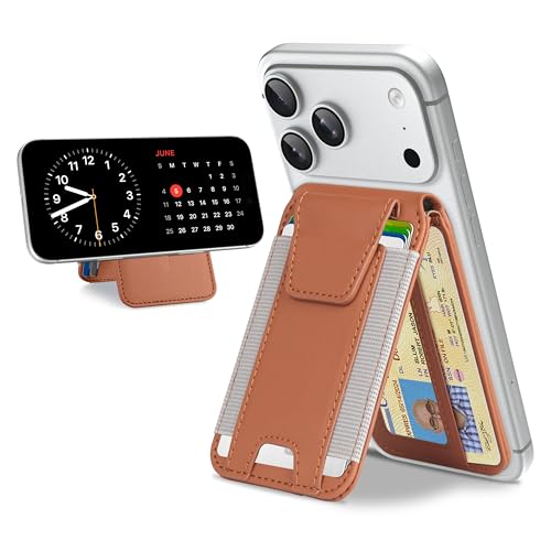 TopMade for MagSafe Wallet with Stand, 9 Cards Holder, Privacy Flap Cover - color: Brown