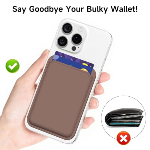 LoeoeL Magnetic Phone Wallet Compatible with Magsafe Wallet, Silicone ID Credit Card Holder Wallets for Back of Phone Pocket, Slim Thin Pouch Sleeve Wallets for iPhone Samsung, Brown Fall - color: Brown