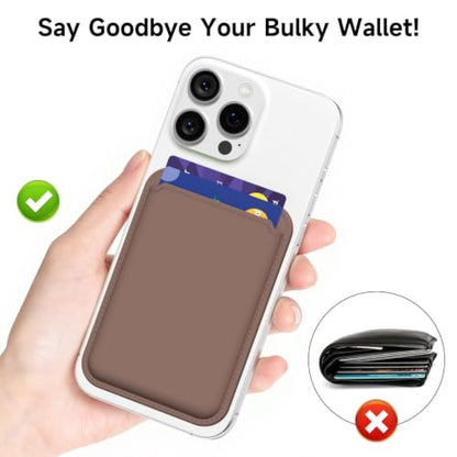 LoeoeL Magnetic Phone Wallet Compatible with Magsafe Wallet, Silicone ID Credit Card Holder Wallets for Back of Phone Pocket, Slim Thin Pouch Sleeve Wallets for iPhone Samsung, Brown Fall - color: Brown