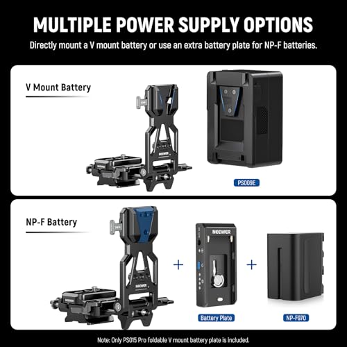 NEEWER Foldable V Mount Battery Plate with Arca Type Baseplate, PS015 PRO