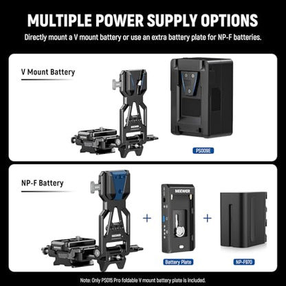 NEEWER Foldable V Mount Battery Plate with Arca Type Baseplate, PS015 PRO