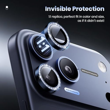 Hoerrye for iPhone 17 Pro Max/17 Pro Camera Lens Protector - Case Friendly - color: Bling Deep Blue