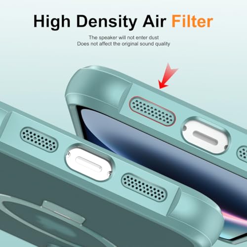 CHAOFEnG Magnetic Compatible with iPhone 13 Case with Stand [Military Grade Drop Tested][Compatible with Magnet] Ring Translucent Slim Hard Back Soft Edge, Teal Green - color: Teal Green, size: iPhone 13