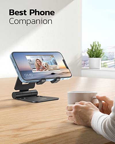Nulaxy 2 Pack Aluminum Dual Folding Cell Phone Stanr for Desk, Black & Red - color: G-Black & Red
