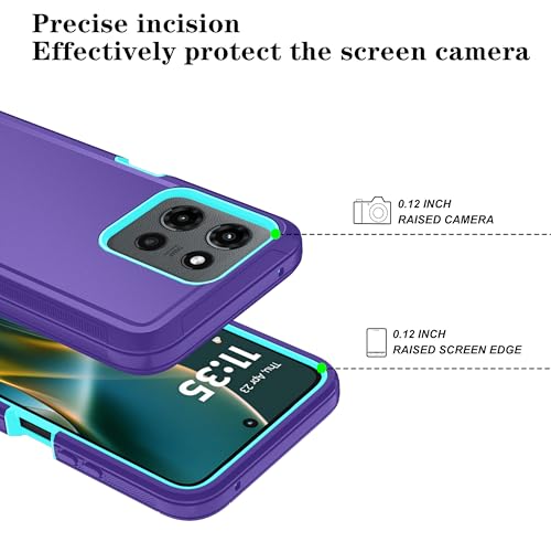 Qinmay Phone Case for Motorola Moto G 2025/Moto G Play 5G 2025 Case with HD Screen Protector, Heavy Duty Shockproof & Dropproof 3-Layer Cover Phone Case,PurpleSkyBlue - color: PurpleSkyBlue