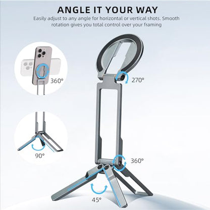 Ultra-Thin Magnetic Phone Tripod for iPhone 18 17 16 15 14 13 12, Sliver - color: Silver