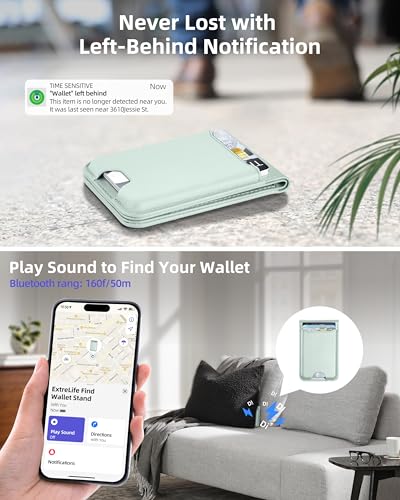 ExtreLife for Magsafe Wallet, Works with Apple Find My, 6 Cards Holder - color: Tender Leaf Green