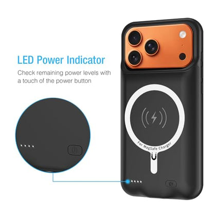 Battery Case for iPhone 17 Pro Max, Enhanced 12000mAh Portable Protective Wireless Charging Case Support Carplay Compatible with iPhone 17 Pro Max (6.9 inch) Rechargeable Battery Charger Cover(Black) - size: iPhone 17 Pro Max