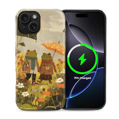 Magnetic for iPhone 15 Case,[Compatible with Magsafe] Dual Layer Protective Heavy Duty Shockproof Rugged Drop Protection Bumper Hybrid Case - Rain Frog and Toad - color: Rain Frog and Toad, size: iPhone 15