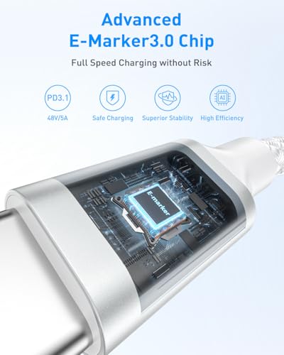 Huukein 240W USB C to USB C Cable 10ft, Long USBC Cable Fast Charging