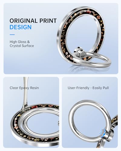 Magnetic Phone Ring, Compatible with MagSafe Phone Grip, Grow Flower - color: Grow Flower