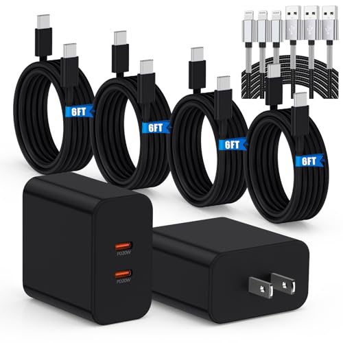 2 Pack 40W Fast Charger for iPhone 17 16 15 Pro Max Charger Fast Charging - color: Black, size: 2pack-(6+6+6+6)ft