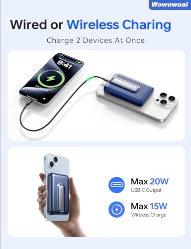 for Magsafe Portable Charger, 10000mAh Wireless Power Bank, Dark Blue - color: Blue