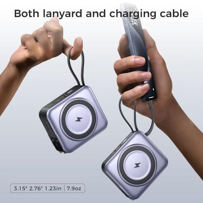 10000mAh Portable Charger Power Bank Built in Cables&Wall Plug - color: Silver Gray
