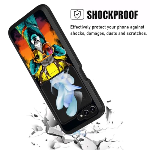for Samsung Galaxy Z Flip 5 Case, Heavy Duty Dual Layer Hybrid Military Grade Shockproof Drop Folding Protective Cover for Samsung Galaxy Z Flip 5 5G 2023, Cool Deer with Sunglasses - color: Cool Deer with Sunglasses