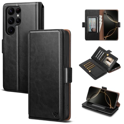 Compatible with Samsung Galaxy S22 Ultra Case Wallet with Card Holder Women Men,RFID Blocking PU Leather Phone Case Flip Shockproof Protector Cover Credit Card Slot Kickstand,Black - color: Black, size: Samsung Galaxy S22 Ultra