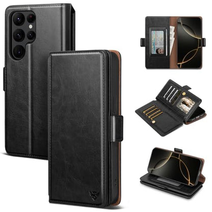 Compatible with Samsung Galaxy S22 Ultra Case Wallet with Card Holder Women Men,RFID Blocking PU Leather Phone Case Flip Shockproof Protector Cover Credit Card Slot Kickstand,Black - color: Black, size: Samsung Galaxy S22 Ultra