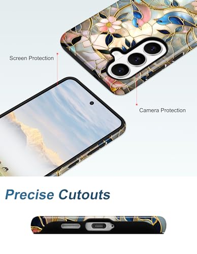 Magnetic Flower Phone Case for Samsung Galaxy A16 5G, Bird | Compatible with MagSafe, Cute Aesthetic Stained Glass Floral Design, TPU and PC Protective Phone Cover for Women Girls - color: Flower Bird