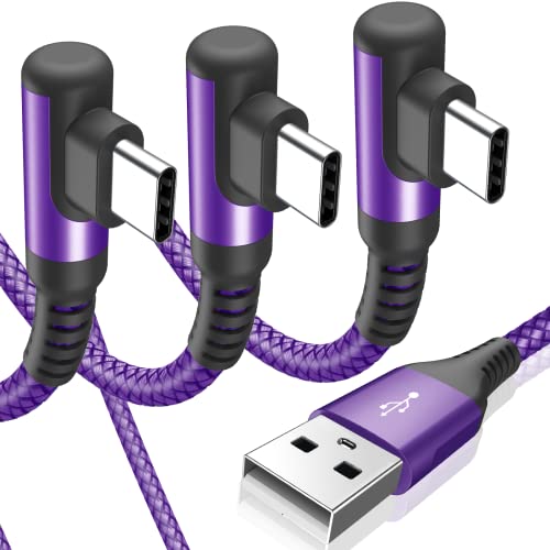 USB to USB C Cable Right Angle [3-Pack 3.3ft 6.6ft 10ft] 3.1A Fast Charging - color: purple, size: 3.3ft+6.6ft+10ft