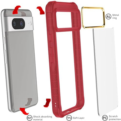 Ghostek Covert Clear Google Pixel 8 Case - Transparent Silicone Shockproof Cover, Compatible with Wireless Charging (6.2 Inch, Red) - color: Red [Limited Edition], size: Pixel 8