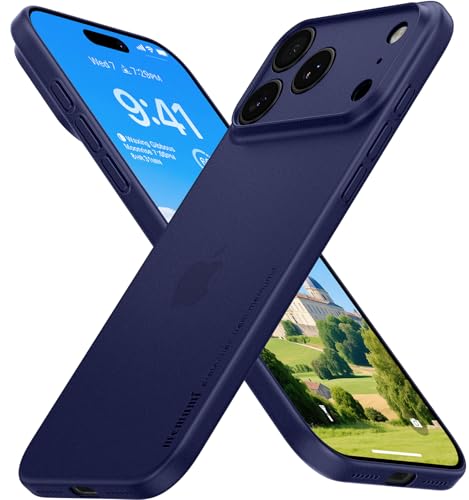 memumi Case for iPhone 17 Pro Max Ultra Thin 0.3mm Lightweight [No-Case Feeling] Matte Hard Cover with Camera Protection for iPhone 17 Pro Max Slim Cover in Minimalist, Semi-Transparent Frosted Blue - color: Semi-Transparent Frosted Blue
