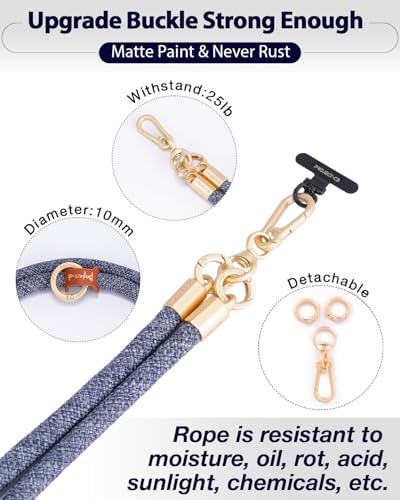 Cell Phone Lanyard ×1, Tether Tab ×2, Universal Adjustable Phone Strap, Crossbody, Neck Phone Lanyard, Rope Strap - color: Denimblue